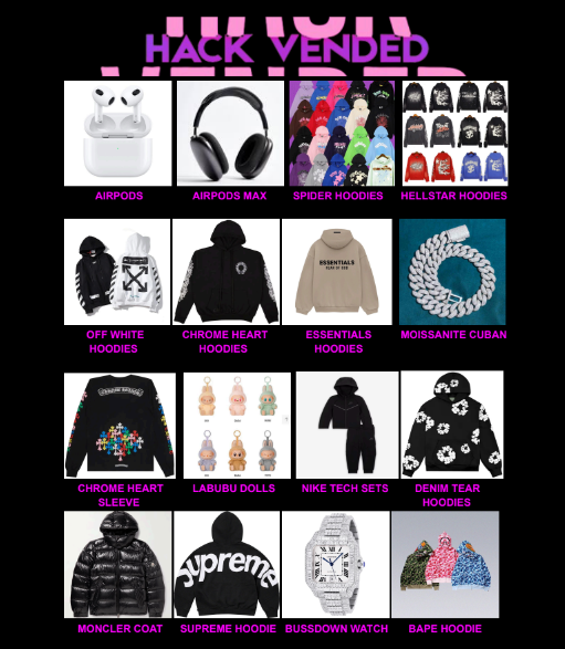 Vendor Machine (50+ Vendors/$450  VALUE) check email after for confirmation